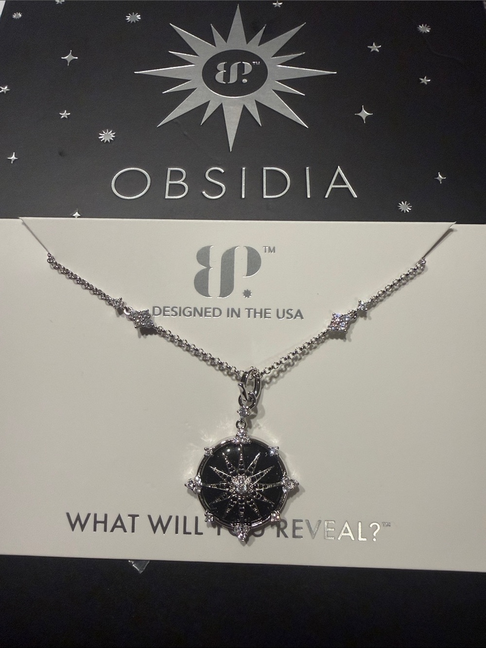 Bomb party obsidia necklace “ the cosmic navigator”